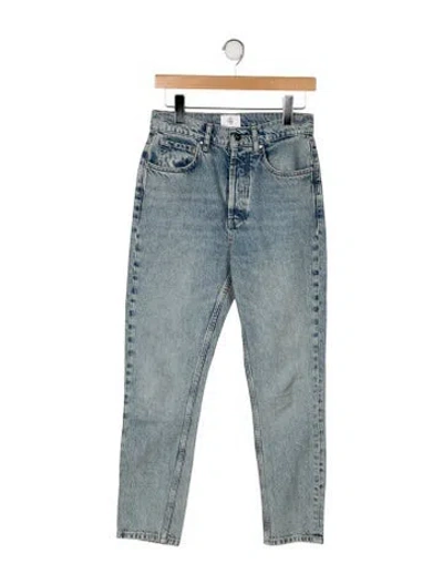 Pre-owned Anine Bing High-rise Straight Leg Jeans In Blue