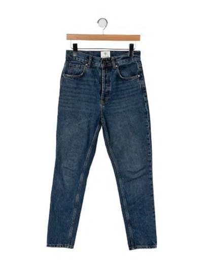 Pre-owned Anine Bing High-rise Straight Leg Jeans In Blue