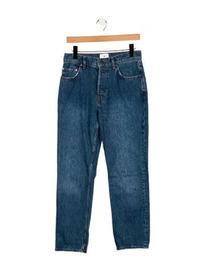 Pre-owned Anine Bing High-rise Straight Leg Jeans In Blue