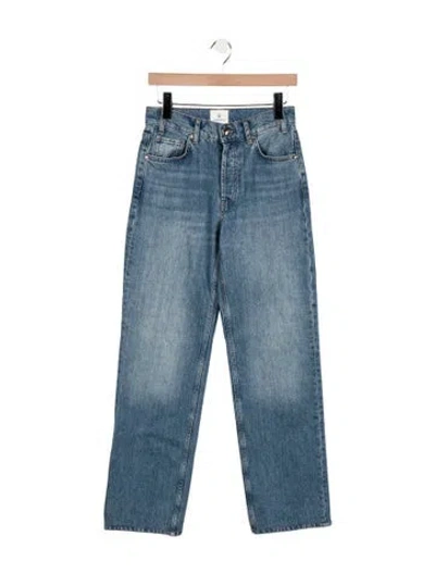 Pre-owned Anine Bing High-rise Straight Leg Jeans In Blue