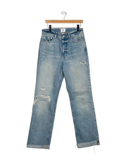 Pre-owned Anine Bing High-rise Straight Leg Jeans In Blue