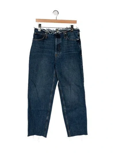 Pre-owned Anine Bing High-rise Straight Leg Jeans In Blue