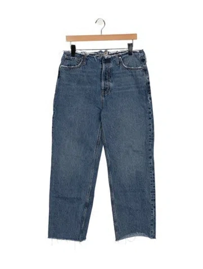 Pre-owned Anine Bing High-rise Straight Leg Jeans In Blue