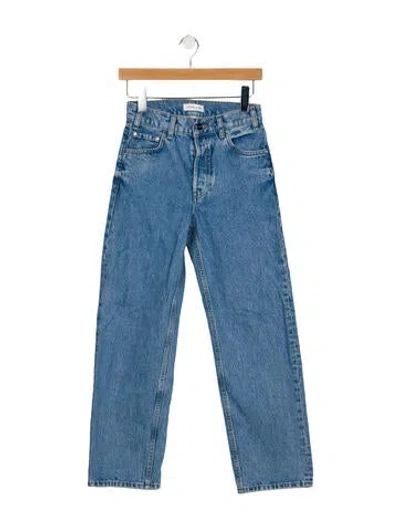 Pre-owned Anine Bing High-rise Straight Leg Jeans In Blue