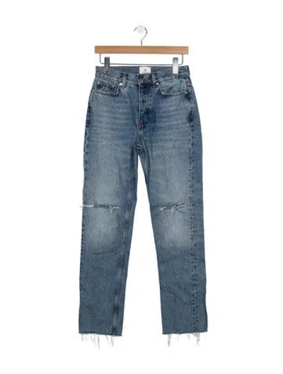 Pre-owned Anine Bing High-rise Straight Leg Jeans In Blue