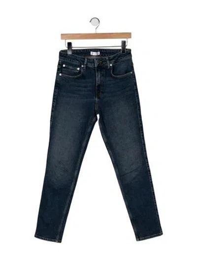 Pre-owned Anine Bing High-rise Straight Leg Jeans In Blue