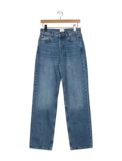Pre-owned Anine Bing High-rise Straight Leg Jeans In Blue