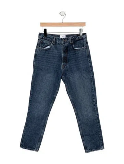 Pre-owned Anine Bing High-rise Straight Leg Jeans In Blue