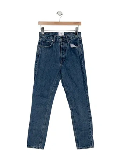 Pre-owned Anine Bing High-rise Straight Leg Jeans In Blue