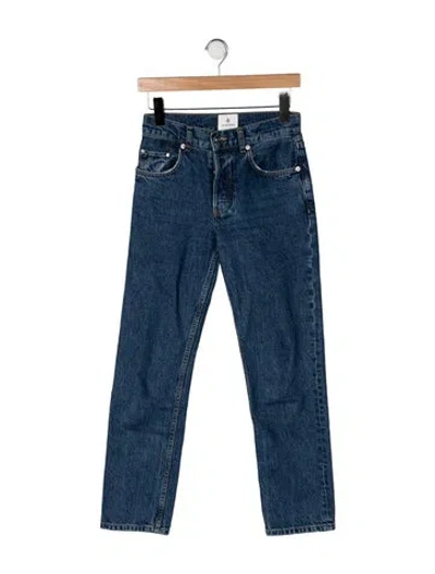 Pre-owned Anine Bing High-rise Straight Leg Jeans In Blue