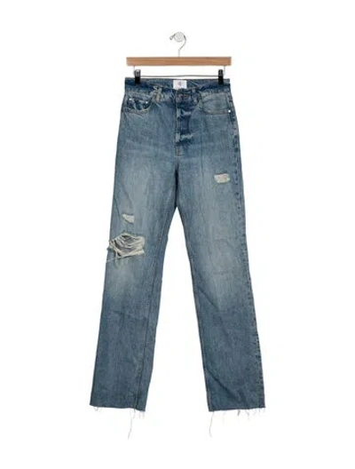 Pre-owned Anine Bing High-rise Straight Leg Jeans In Blue