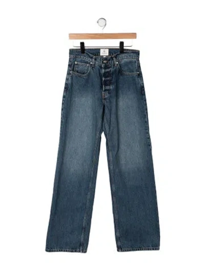 Pre-owned Anine Bing High-rise Straight Leg Jeans In Blue