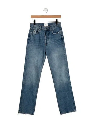 Pre-owned Anine Bing High-rise Straight Leg Jeans In Blue
