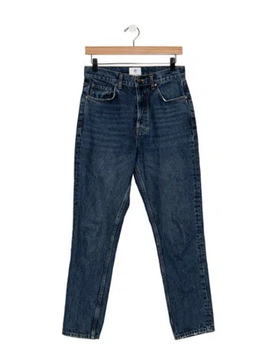 Pre-owned Anine Bing High-rise Straight Leg Jeans In Blue