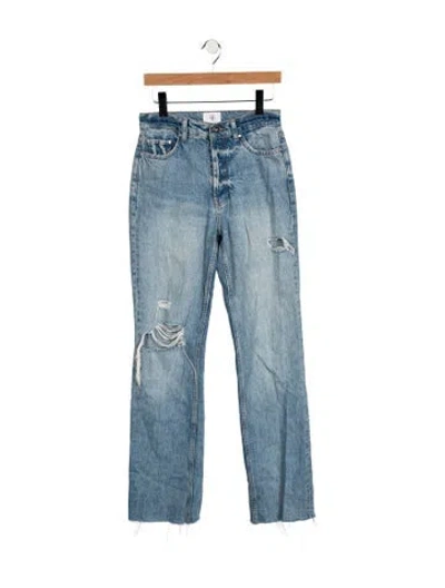 Pre-owned Anine Bing High-rise Straight Leg Jeans In Blue