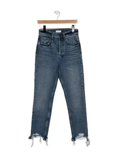 Pre-owned Anine Bing High-rise Straight Leg Jeans In Blue