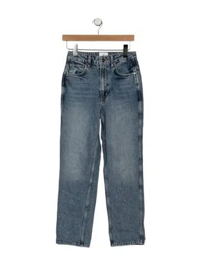 Pre-owned Anine Bing High-rise Straight Leg Jeans In Blue