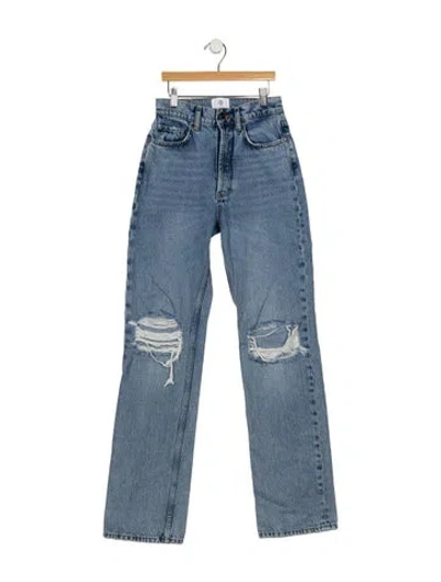 Pre-owned Anine Bing High-rise Straight Leg Jeans In Blue