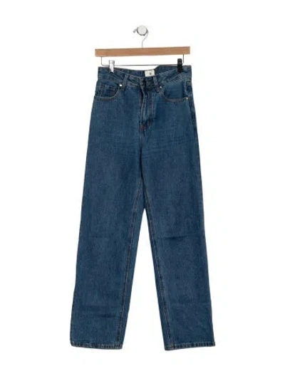 Pre-owned Anine Bing High-rise Straight Leg Jeans In Blue
