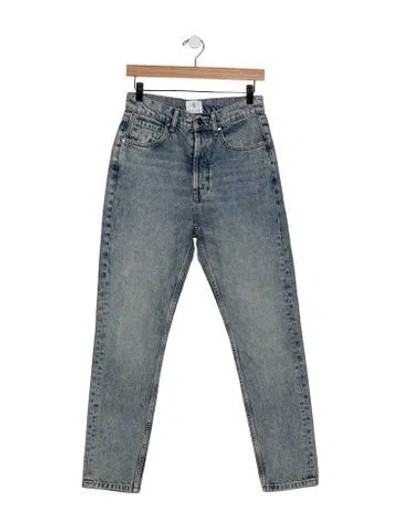 Pre-owned Anine Bing High-rise Straight Leg Jeans In Blue