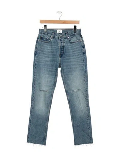 Pre-owned Anine Bing High-rise Straight Leg Jeans In Blue