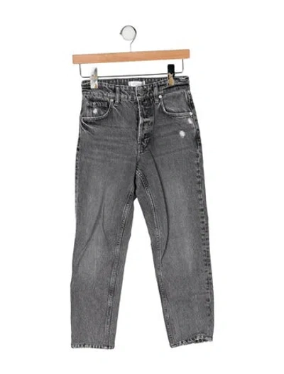 Pre-owned Anine Bing High-rise Straight Leg Jeans In Gray