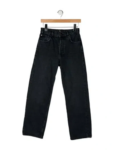 Pre-owned Anine Bing High-rise Straight Leg Jeans In Gray