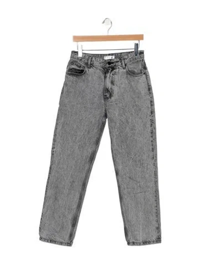 Pre-owned Anine Bing High-rise Straight Leg Jeans In Gray