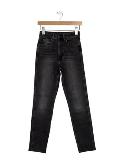 Pre-owned Anine Bing High-rise Straight Leg Jeans In Gray