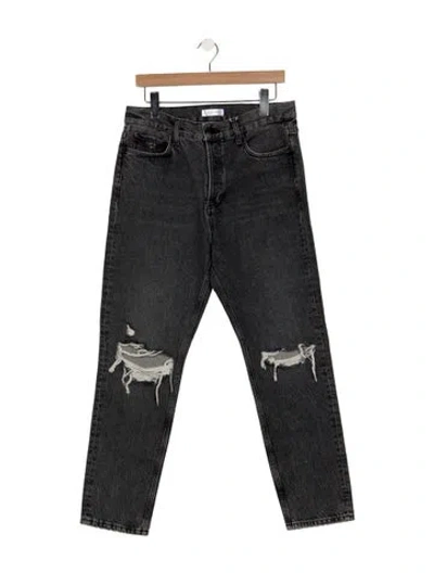 Pre-owned Anine Bing High-rise Straight Leg Jeans In Gray