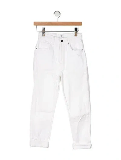 Pre-owned Anine Bing High-rise Straight Leg Jeans In White
