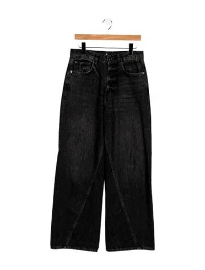 Pre-owned Anine Bing High-rise Wide Leg Jeans In Black