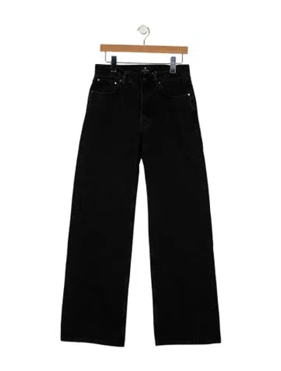 Pre-owned Anine Bing High-rise Wide Leg Jeans In Black