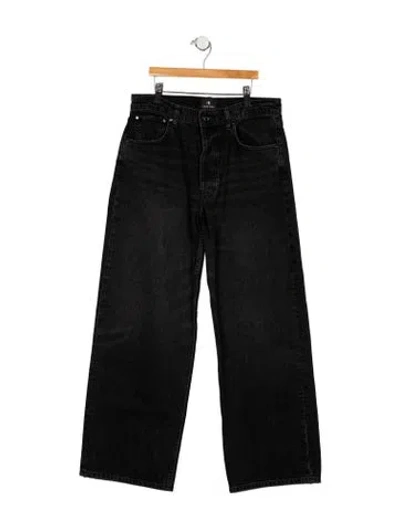 Pre-owned Anine Bing High-rise Wide Leg Jeans In Black