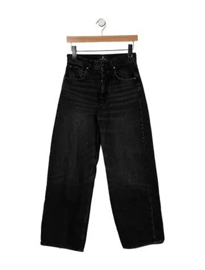 Pre-owned Anine Bing High-rise Wide Leg Jeans In Black