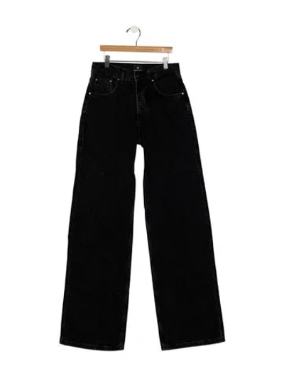 Pre-owned Anine Bing High-rise Wide Leg Jeans In Black