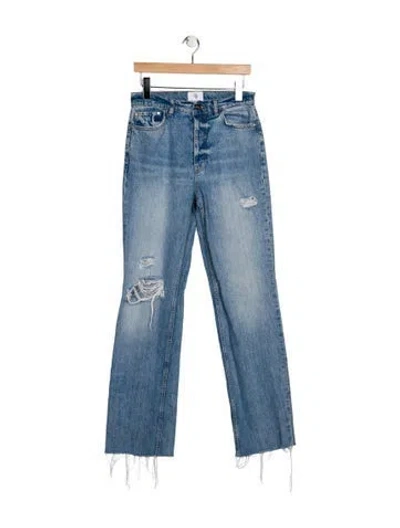 Pre-owned Anine Bing High-rise Wide Leg Jeans In Blue