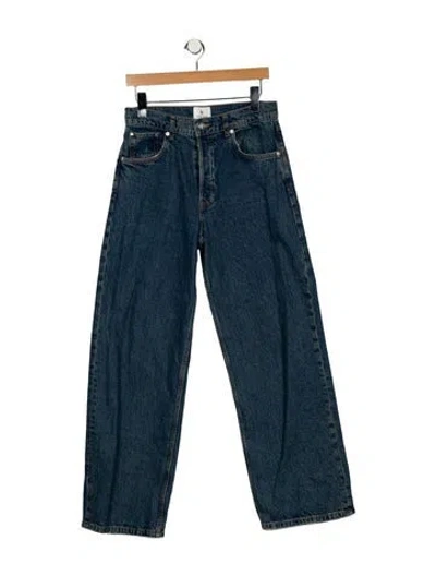 Pre-owned Anine Bing High-rise Wide Leg Jeans In Blue