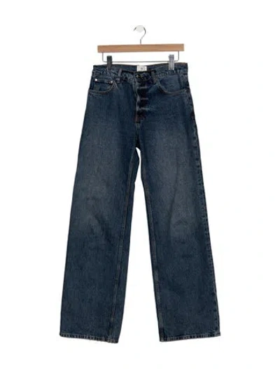 Pre-owned Anine Bing High-rise Wide Leg Jeans In Blue