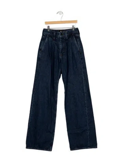 Pre-owned Anine Bing High-rise Wide Leg Jeans In Blue