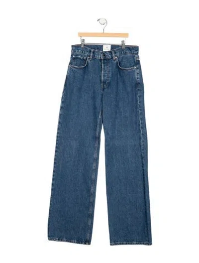 Pre-owned Anine Bing High-rise Wide Leg Jeans In Blue
