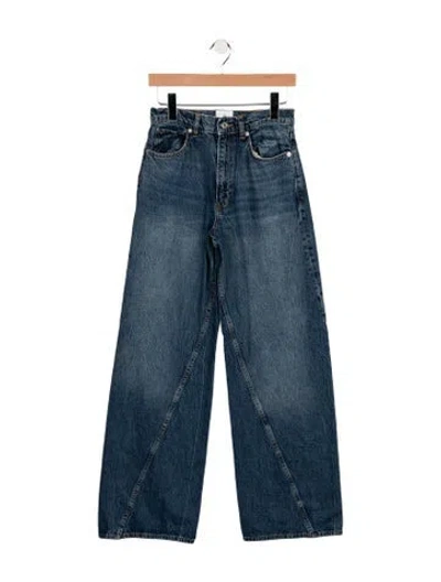 Pre-owned Anine Bing High-rise Wide Leg Jeans In Blue