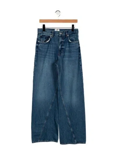 Pre-owned Anine Bing High-rise Wide Leg Jeans In Blue