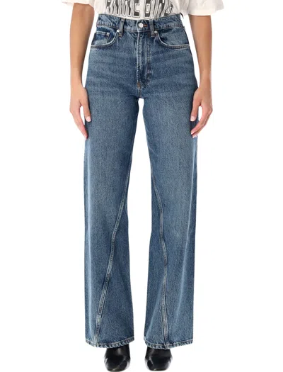 Anine Bing High-rise Wide-leg Jeans With Twisted Seams In Cabana Blue