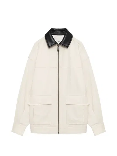 Anine Bing Holden Contrast-collar Jacket In Neutral