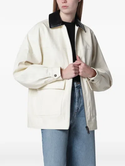 Anine Bing Womens Ecru Holden Contrasting-collar Cotton Jacket Xs In White