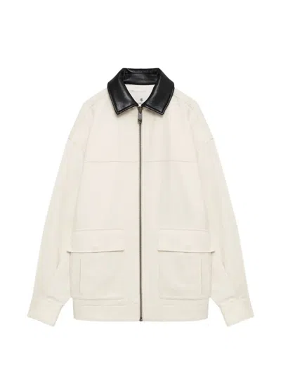 Anine Bing Womens Ecru Holden Contrasting-collar Cotton Jacket Xs In White