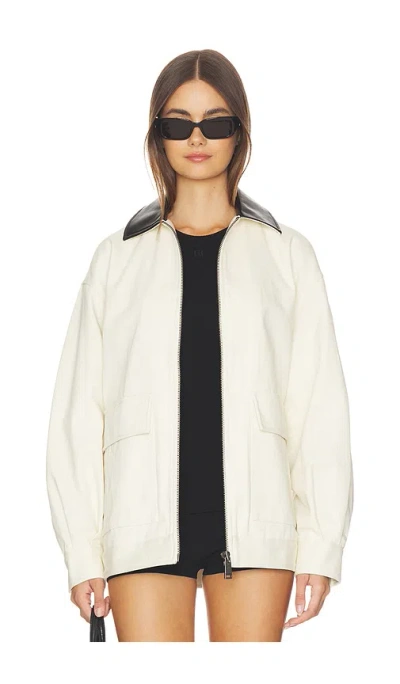 Anine Bing Womens Ecru Holden Contrasting-collar Cotton Jacket Xs In White