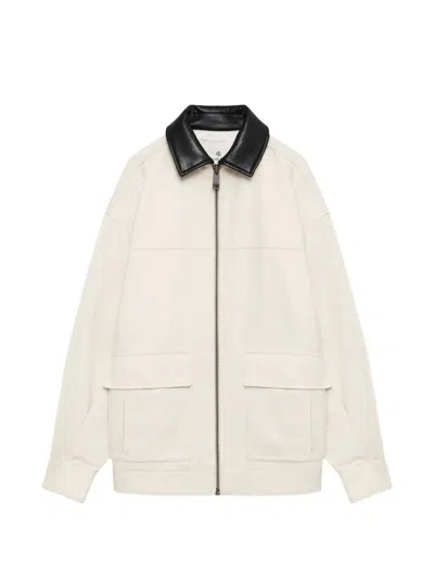 Anine Bing Womens Ecru Holden Contrasting-collar Cotton Jacket Xs In White