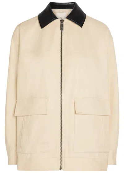 Anine Bing Womens Ecru Holden Contrasting-collar Cotton Jacket Xs In White